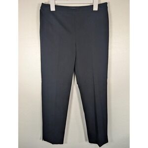 Lafayette 148 New York Pants Womens 10 Black Bleecker Side Zip Stretch Ankle